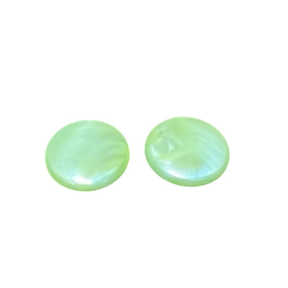 Vintage Pair Faux Jade Jadeite Round‎ Clip On Earrings Costume Jewelry
